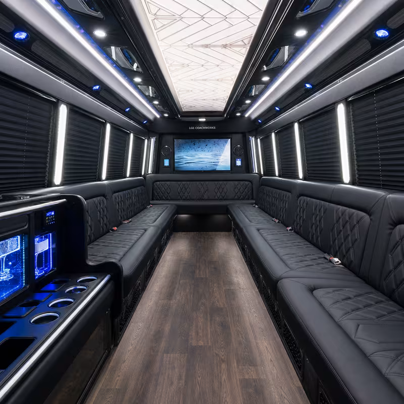 15 Passenger Party Bus Interior