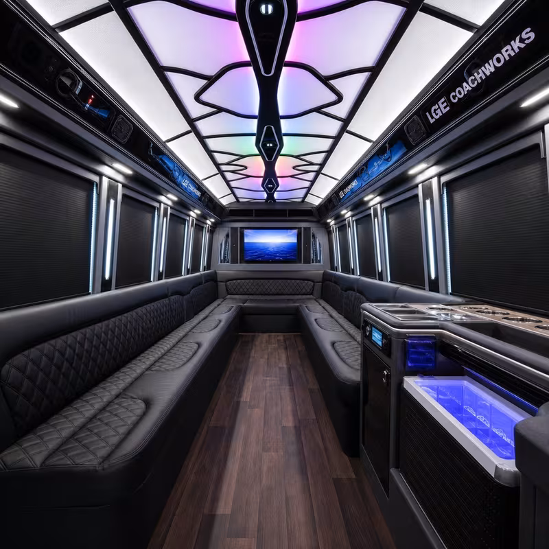 18 Passenger Party Bus Inside