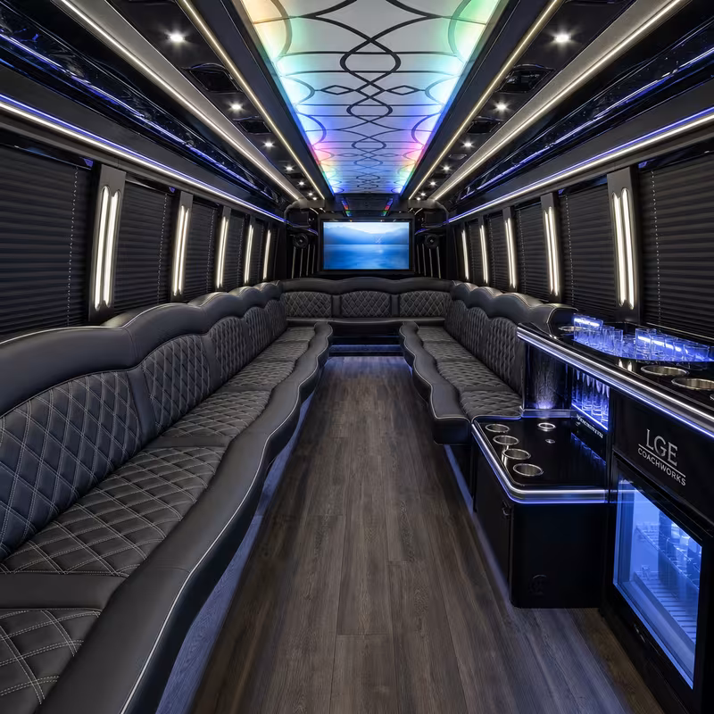 20 Passenger Party Bus Inside