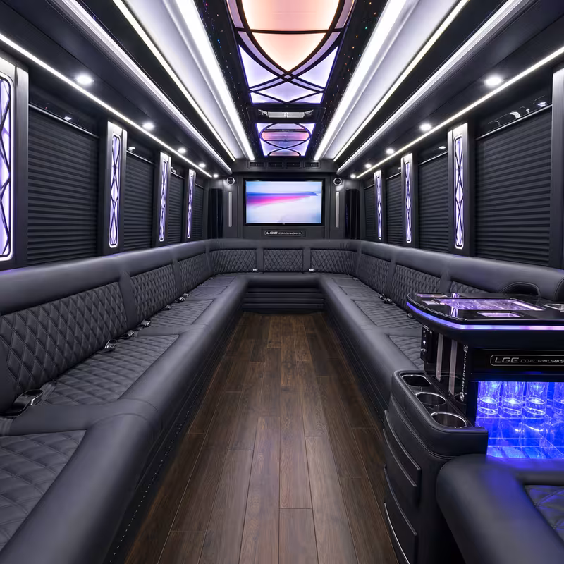 25 Passenger Party Bus Interior