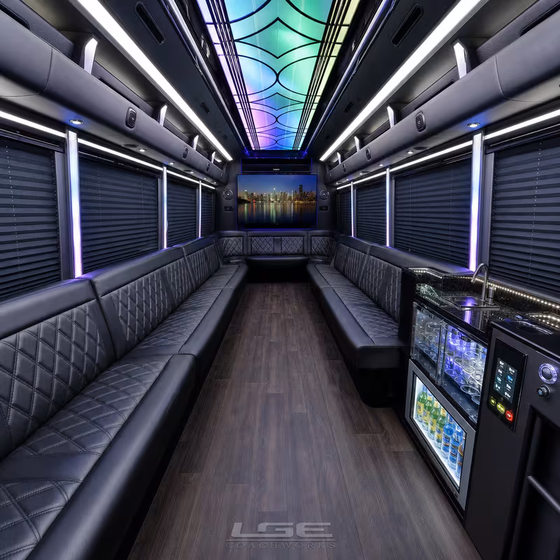 25 Passenger Party Bus Interior