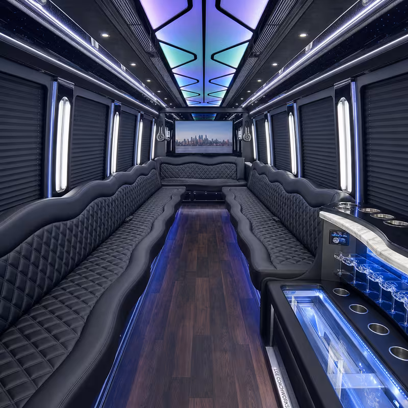 28 Passenger Party Bus Interior