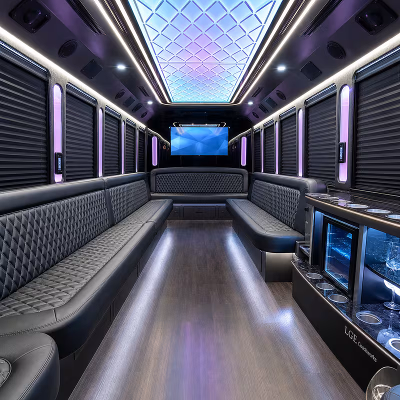 28 Passenger Party Bus Interior
