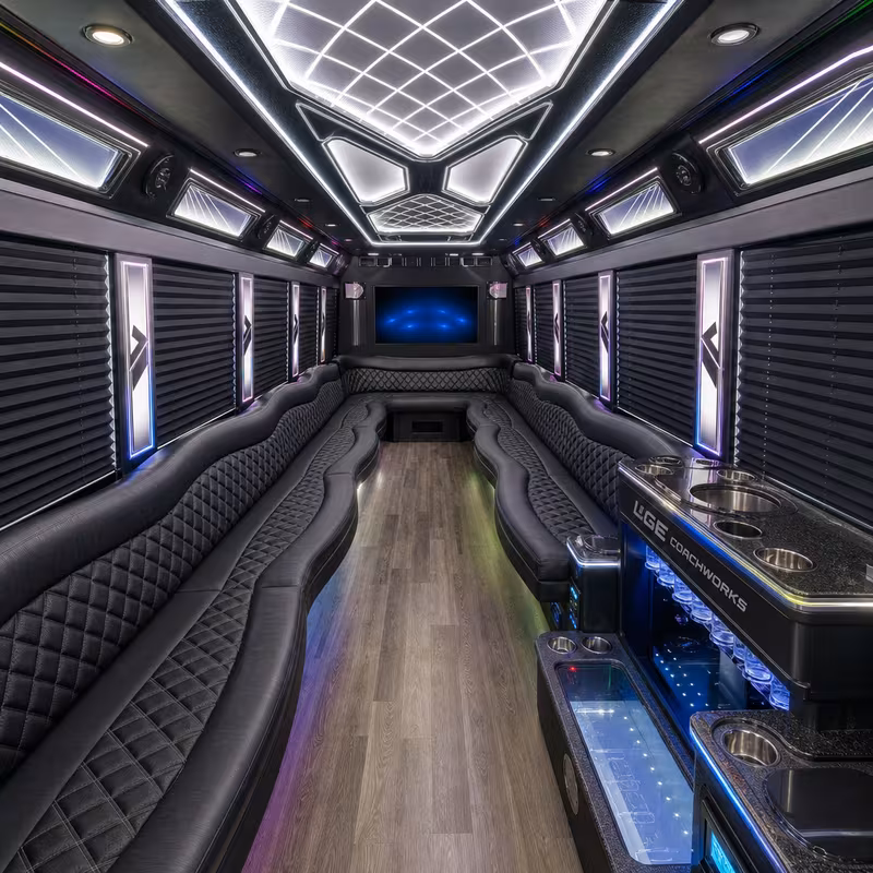 30 Passenger Party Bus Interior