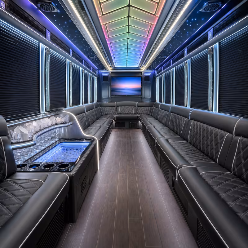 50 Passenger Party Bus Interior