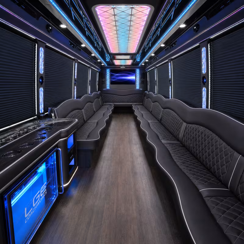 50 Passenger Party Bus Interior