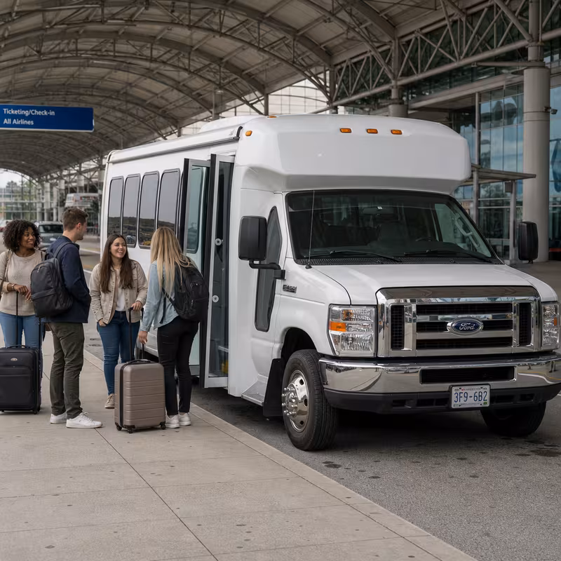 Black Mercedes Sprinter van staged for an St Louis Airport Transportation group