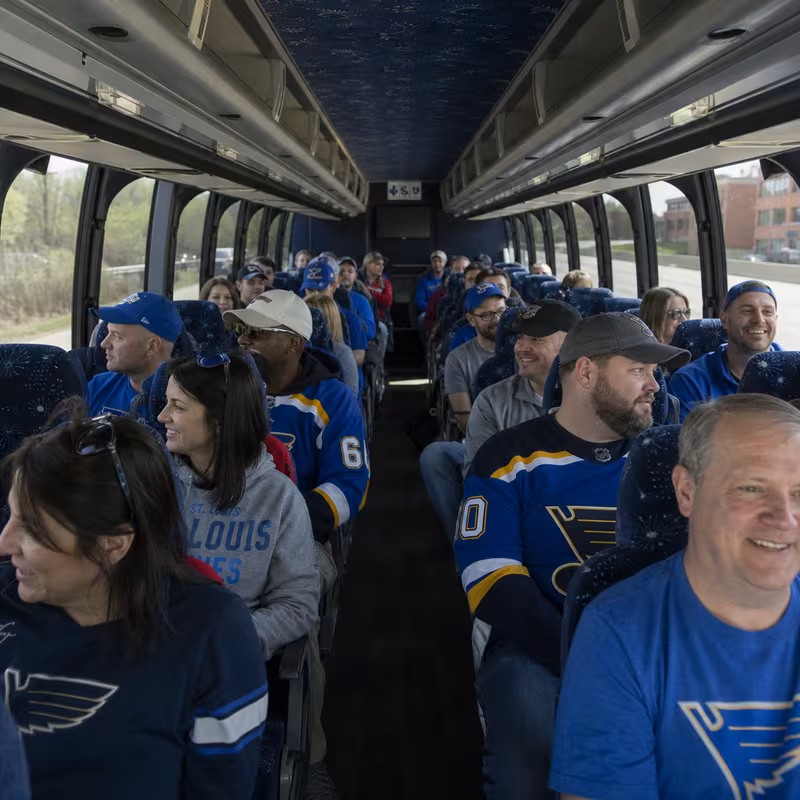 Passenger seating aboard a St Louis party bus rental