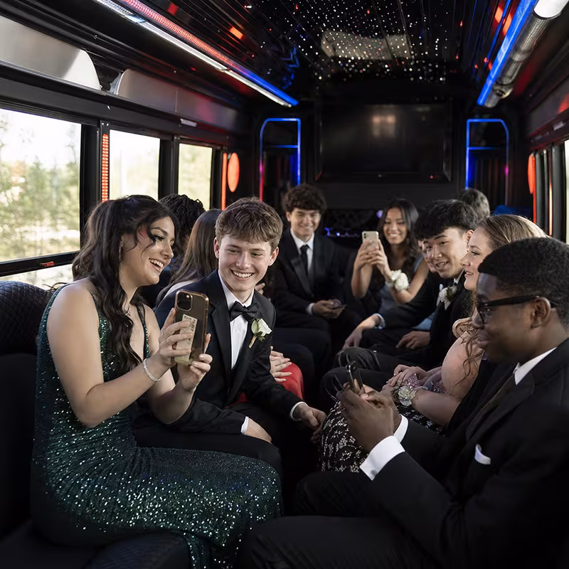 Black Mercedes Sprinter van staged for an St Louis Prom & Homecoming Transportation group