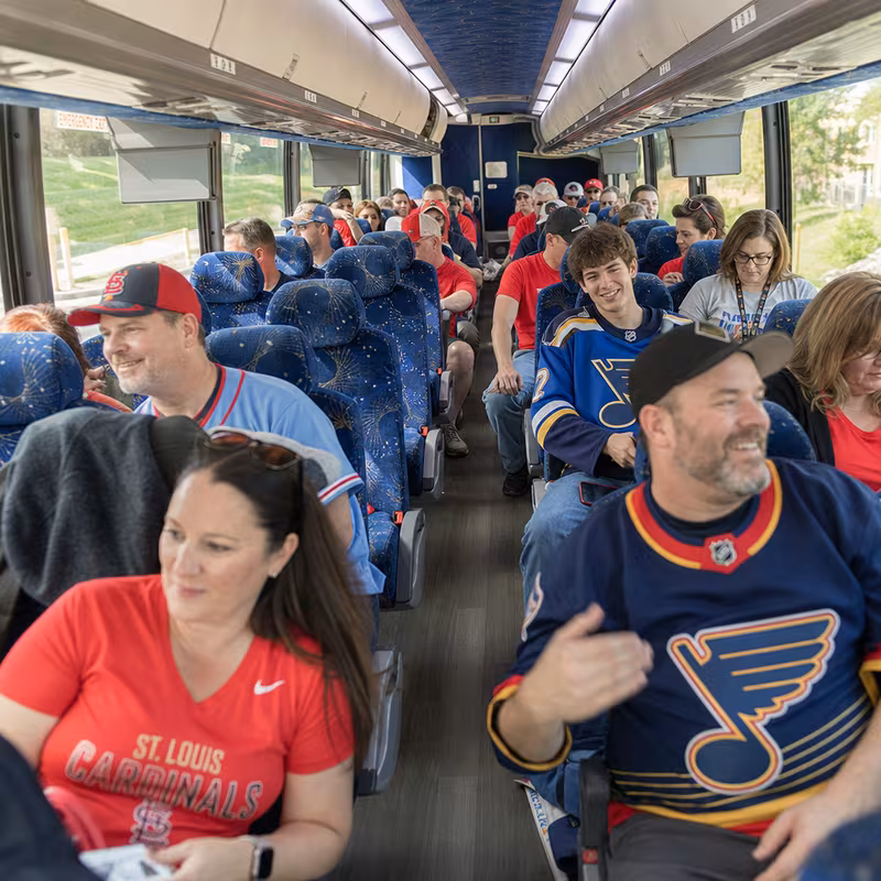 Black Mercedes Sprinter van staged for an St Louis Sporting Event Transportation group