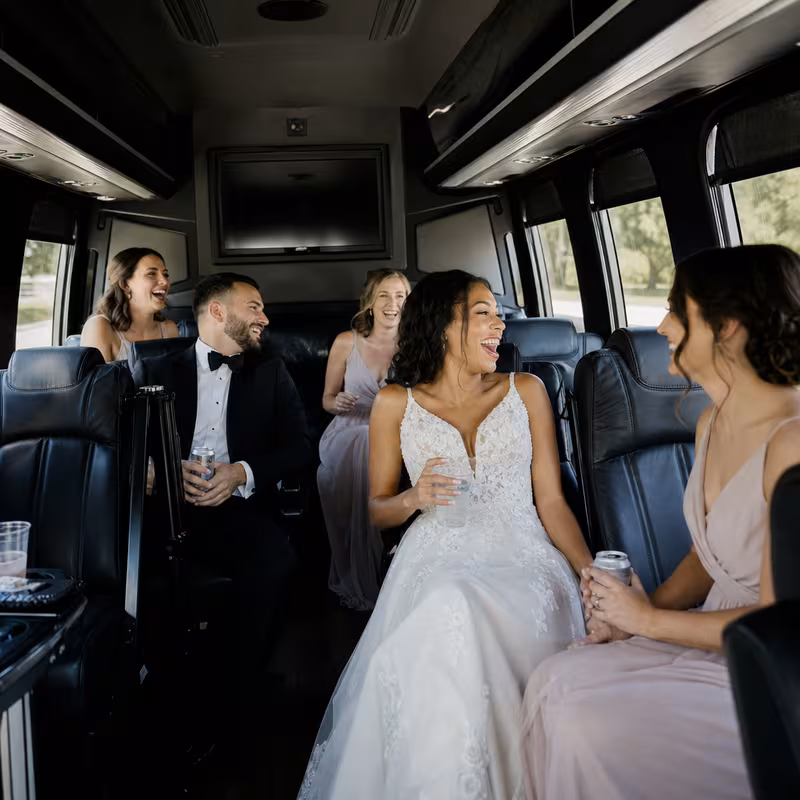 Black Mercedes Sprinter van staged for an St Louis Wedding Transportation group