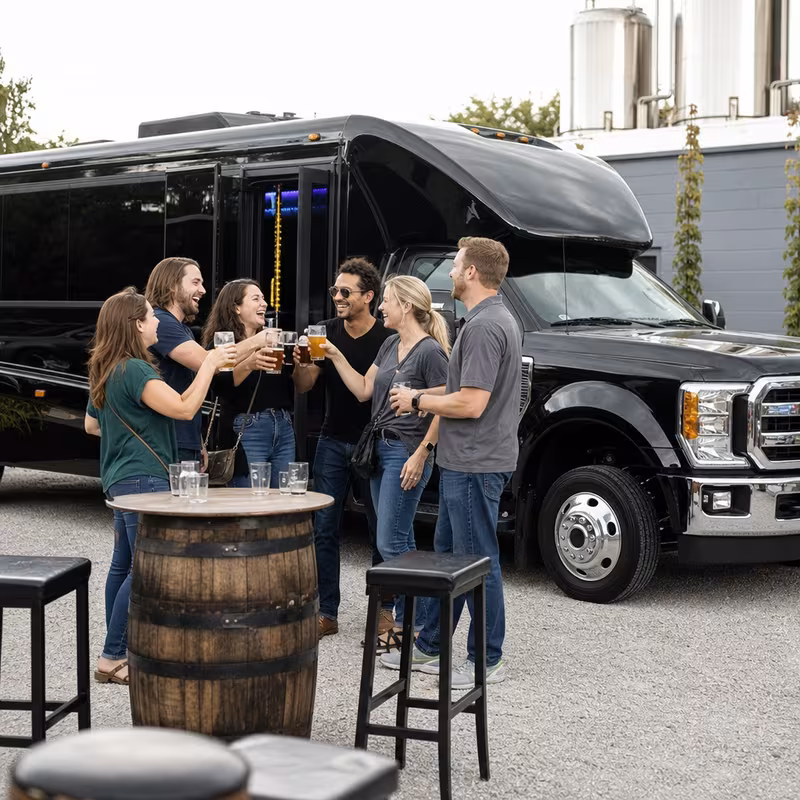 Passengers loading luggage while boarding an St Louis group shuttle